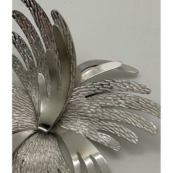 Vintage Coro Brooch Silver-Tone Abstract Starburst Pin Mid-Century Sculptural - Picture 4 of 15